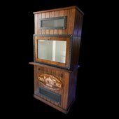 爬虫類ケージ1800(180cm)サイズ帯の大型ケージ例。木製キャビネット一体・ガラス前面・通気グリル仕様